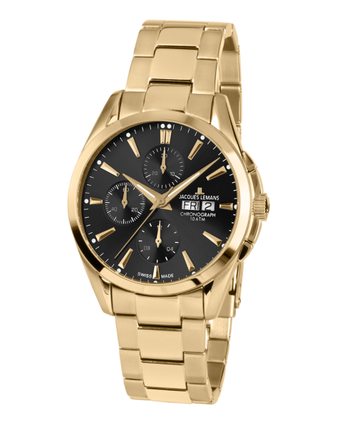 JACQUES LEMANS Herrenuhr ETA Valjoux 7750 Metallband Edelstahl Chronograph 1-1925H